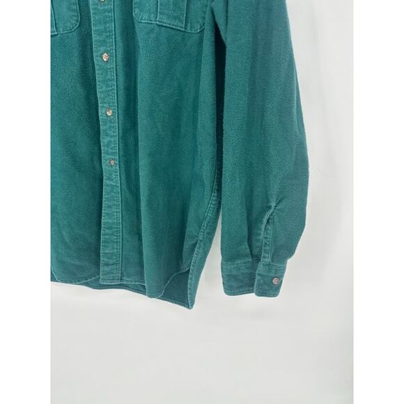 VINTAGE 90s Eddie Bauer Chamois Cloth Brushed Flannel Shirt XL Tall Green Button - Picture 2 of 9